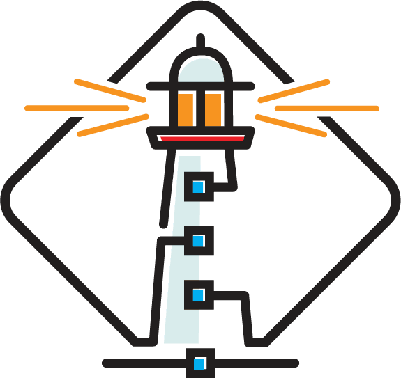Loxicom lighthouse logo